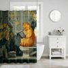 Cute Vintage Aesthetic Shower Curtains, Modern Waterproof Bath Curtain, Fabric Cloth Shower Curtain for Bathroom Decor, Brown