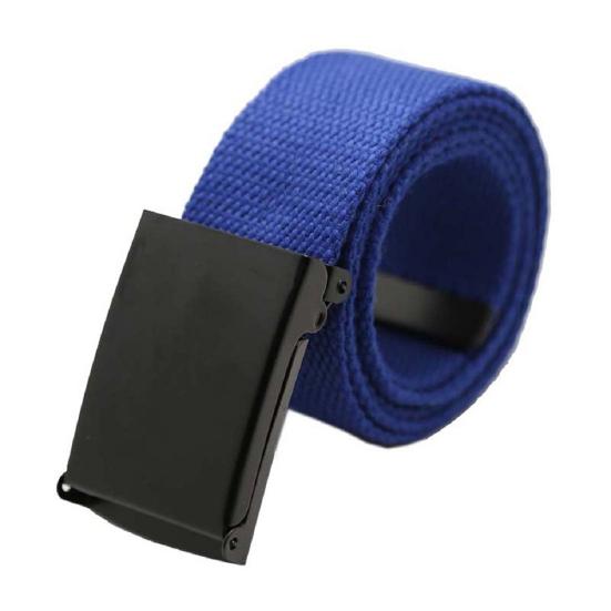 Unisex Casual Solid Color Webbing Canvas Waist Belt Automatic Buckle Waistband