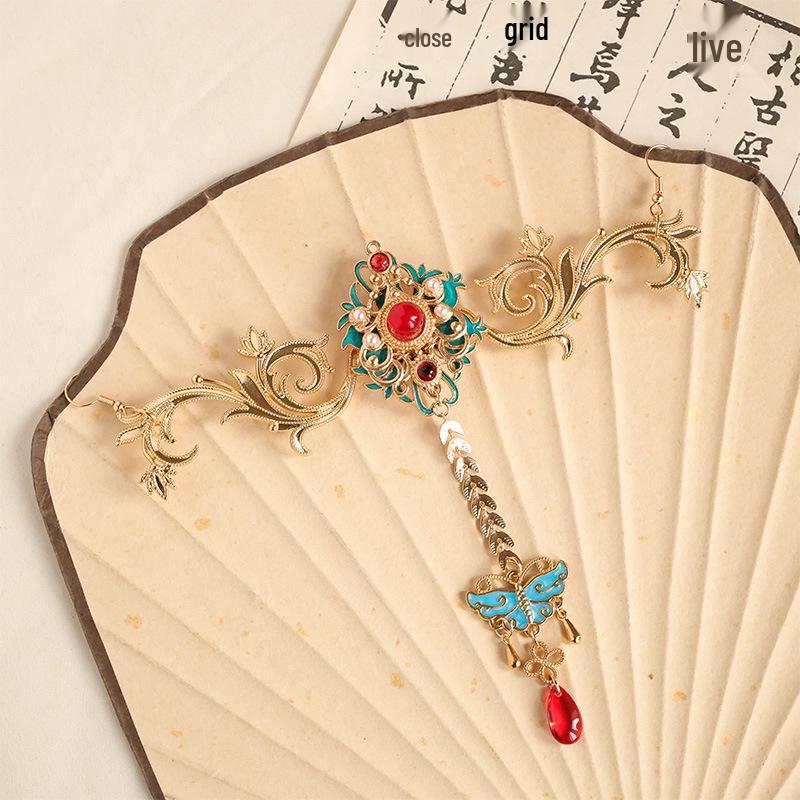 Tang Dynasty Gold Hair Accessories Set: Hanfu Retro Headdress with Hairpins, Forks, and Combs.