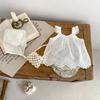 Summer New Baby Clothes Girl Baby Lace Small Flying Sleeves Hanging Strap+Bread Pants Baby Clothes