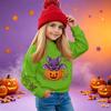 Kids' casual long-sleeved sweatshirt with Halloween print, suitable for holiday parties and everyday wear.