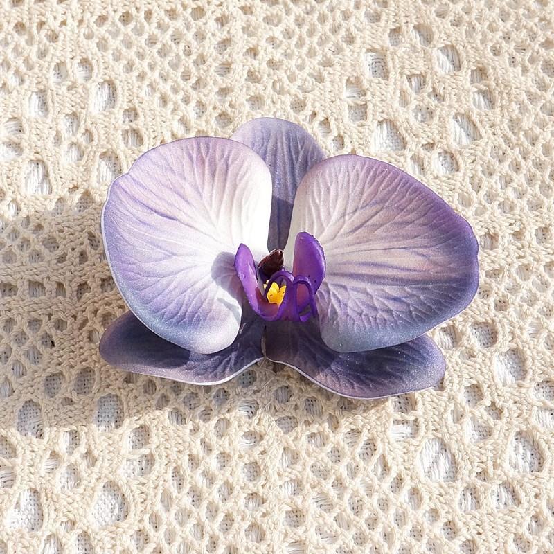 3D Print Big Butterfly Orchid Head Silicone Cotton Artificial Flower Wedding Souvenir Party Gift Box Decor Headdress Flower