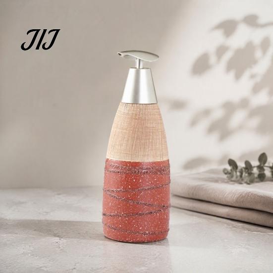 Easy Press Soap Dispenser Ceramic for Bathroom, 350/380ML Hand Bottle with Container Pump, Refillable Liquid Soap, Lotion and Shampoo Kitchen