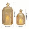 Set of 2 Ramadan Vintage Tower Temple Lanterns 15"&11''H Moroccan Decorative Candle Lantern for Garden Porch Shelf Parties Patio
