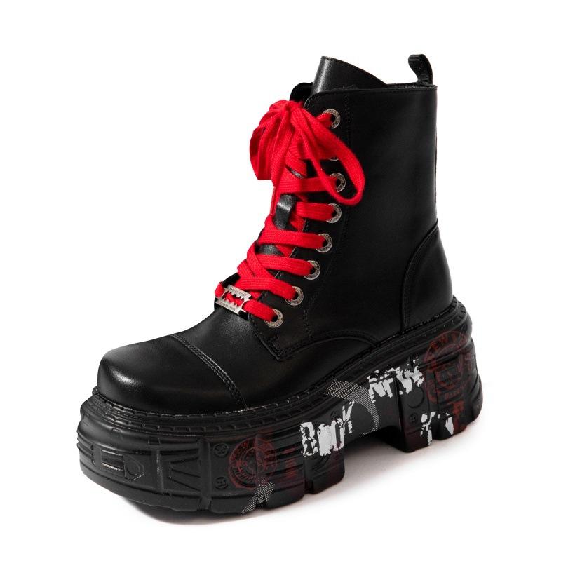 Women Boots Winter Thick Sole Graffiti Gothic Punk Ankle Boots Fashion Casual Shoes