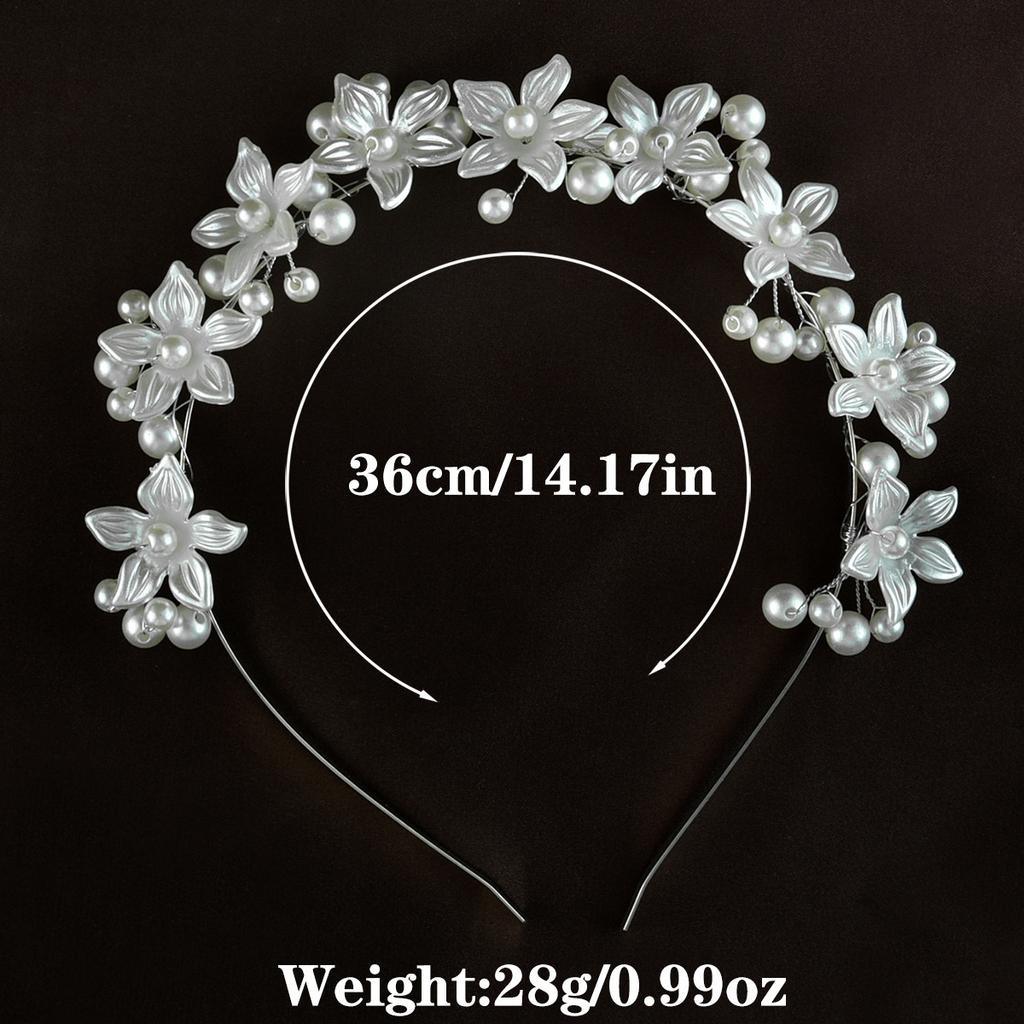 Pearls Headbands for Women Girls Bride Wedding Hairbands White Flower Tiaras and Crowns Korean Fashion Headdress Hair Jewelry