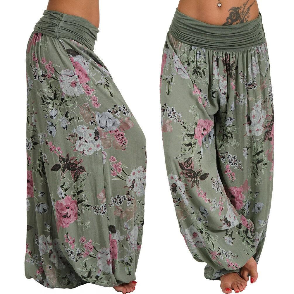 

European And American Loose-print Wide-leg Pants Women s Casual Trousers, Pants. L армия зеленый