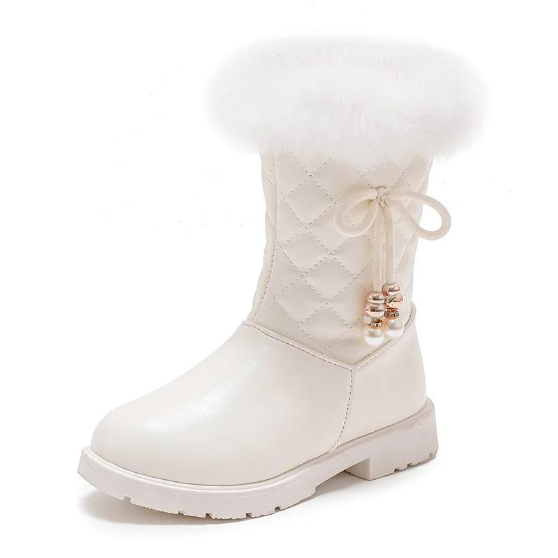 Winter Girl Boots Versatile Long Tube Boot Comfort Casual Cotton Boots Warm Princess Girl Shoe Velvet Simple Snow Boot