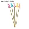 100PCS Bamboo Fruit Tags, Cute Cute Easter Bunny Decor, Multi-Color Disposable Skewers for Fruits Barbecue Cakes Cocktails