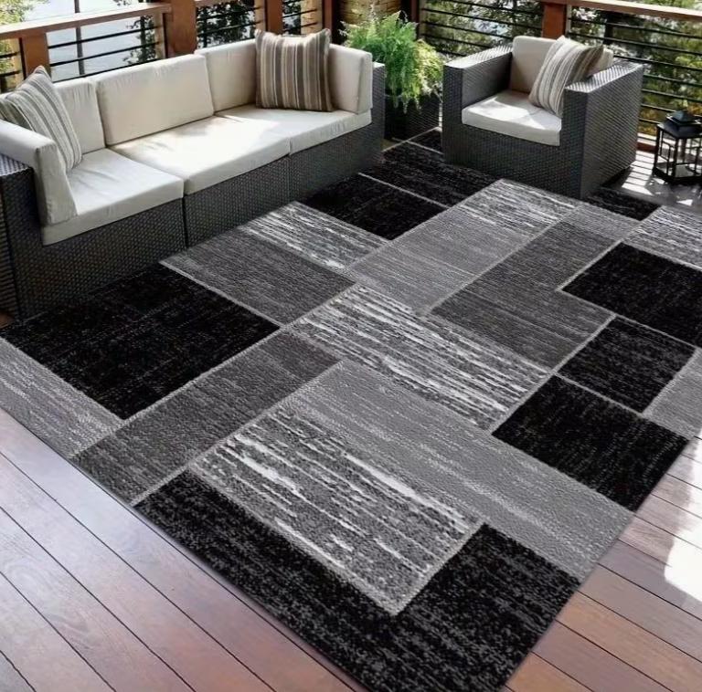 Modern Living Room Carpet, Abstract Geometric Nordic Style Floor Mat Print, Soft Area Rug Home Decoration