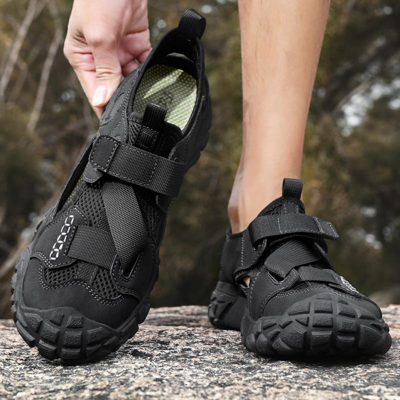 Fashion Men's Breathable Mesh Shoes Classic Travel Hiking Shoes Summer Outdoor Walking Sneakers Anti-collision Toe Male Treking Footwear