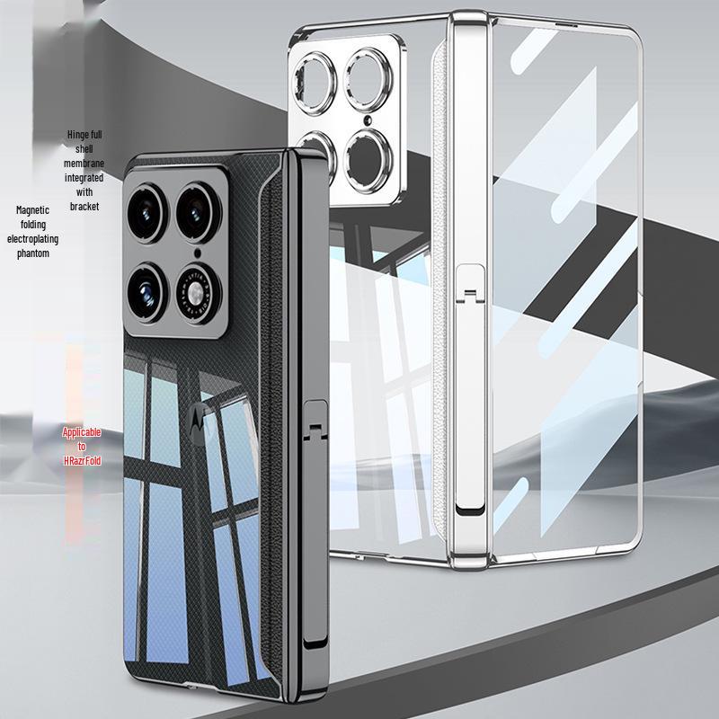 Motorola RazrFold Magnetic Electroplated Phone Case with Stand - Transparent, Foldable, Protective Cover
