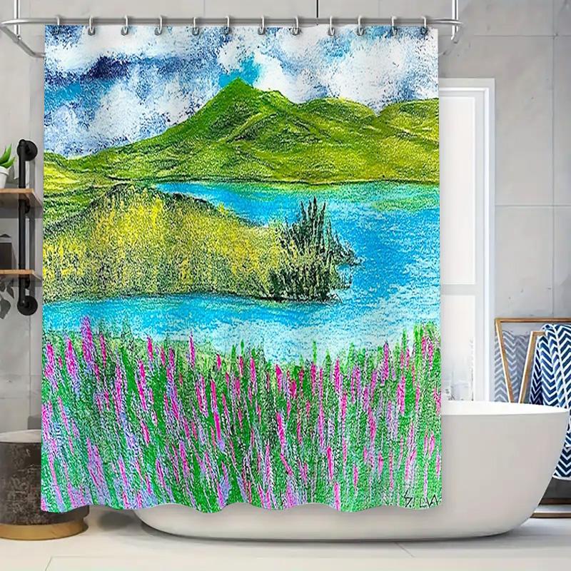 

Floral Shower Curtain Botanical Flower Pattern Bathroom Decor Nature Landscape Washable Fabric Backdrop Vintage Style Home W60H190(CM)-1 Pcs