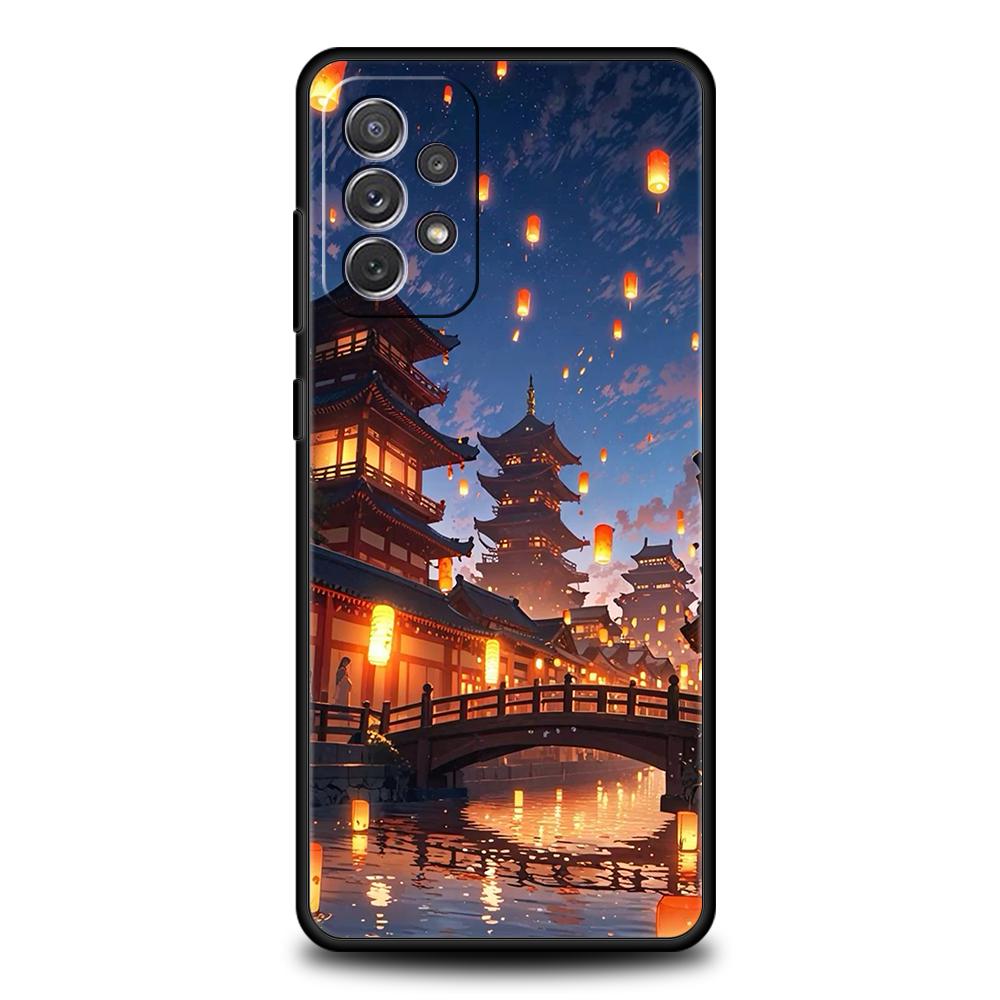 

Чехол для телефона Samsung Galaxy A55 A53 A52 A52S A51 A41 A35 A32 A25 A23 A15 A13 A71 A72 Мягкий ТПУ Китайская архитектура Пейзаж Samsung A25