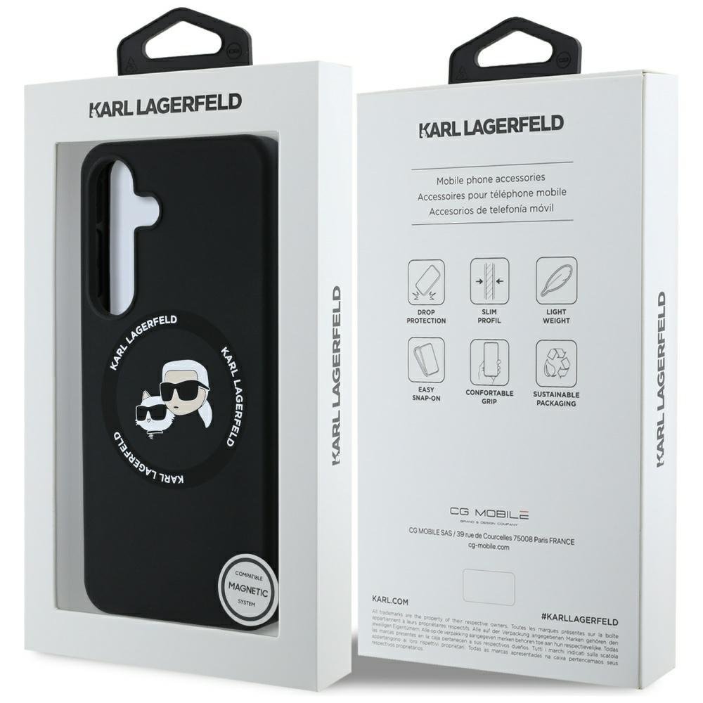 Karl Lagerfeld Silicone Double Heads And Circle Magsafe Case For Samsung Galaxy S25+ Black