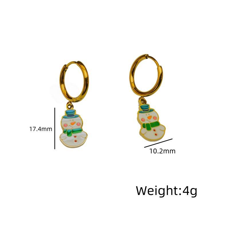 New Fashion Christmas Earrings: Creative Snowman & Tree Design in Stainless Steel