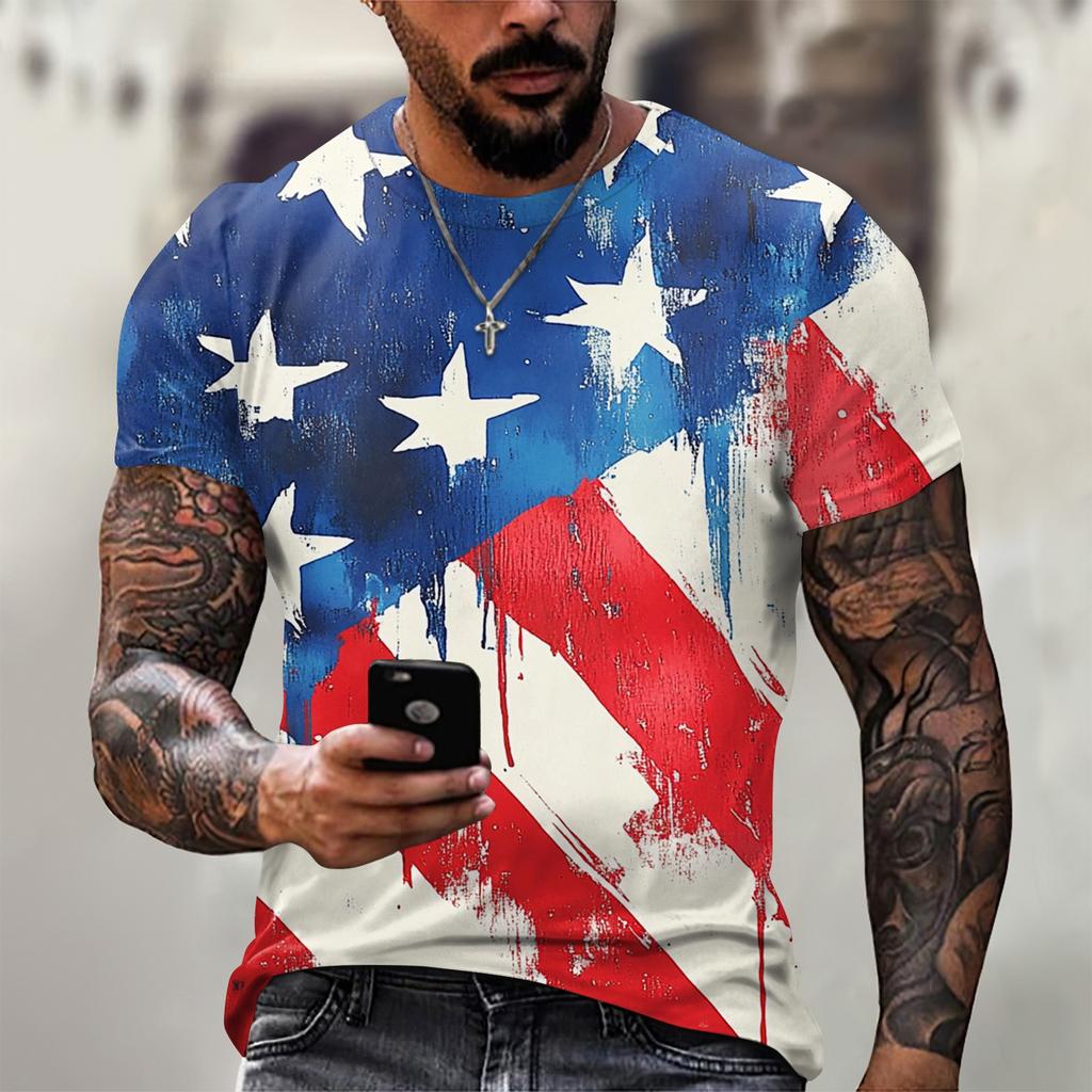 Męski modny T-shirt, odzież uliczna casual z krótkim rękawem