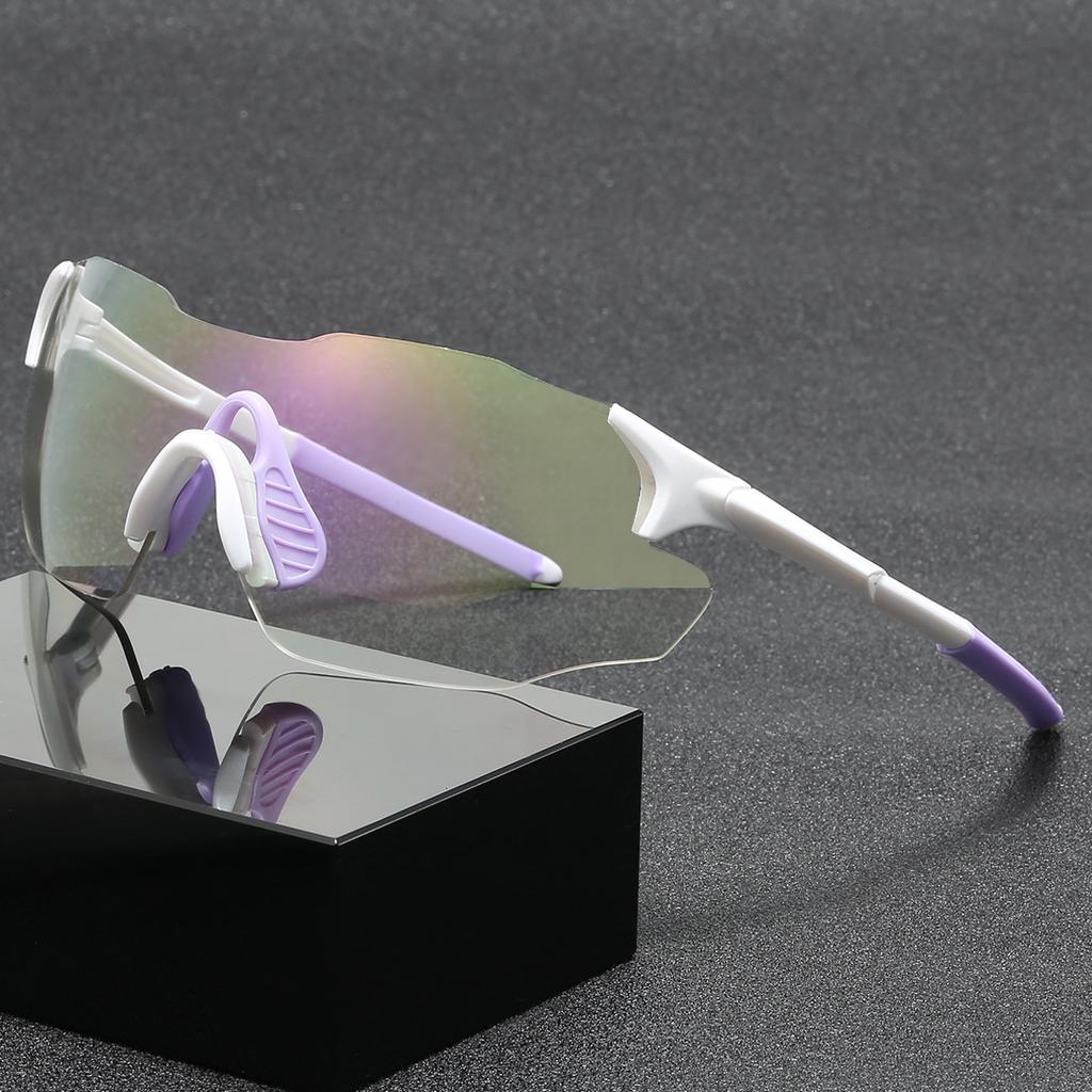 White Frame Photosensitive Color Changing Cycling Glasses Day & Night Universal Outdoor Bicycle Hiking Goggles UV Protection Men & Women Leisure
