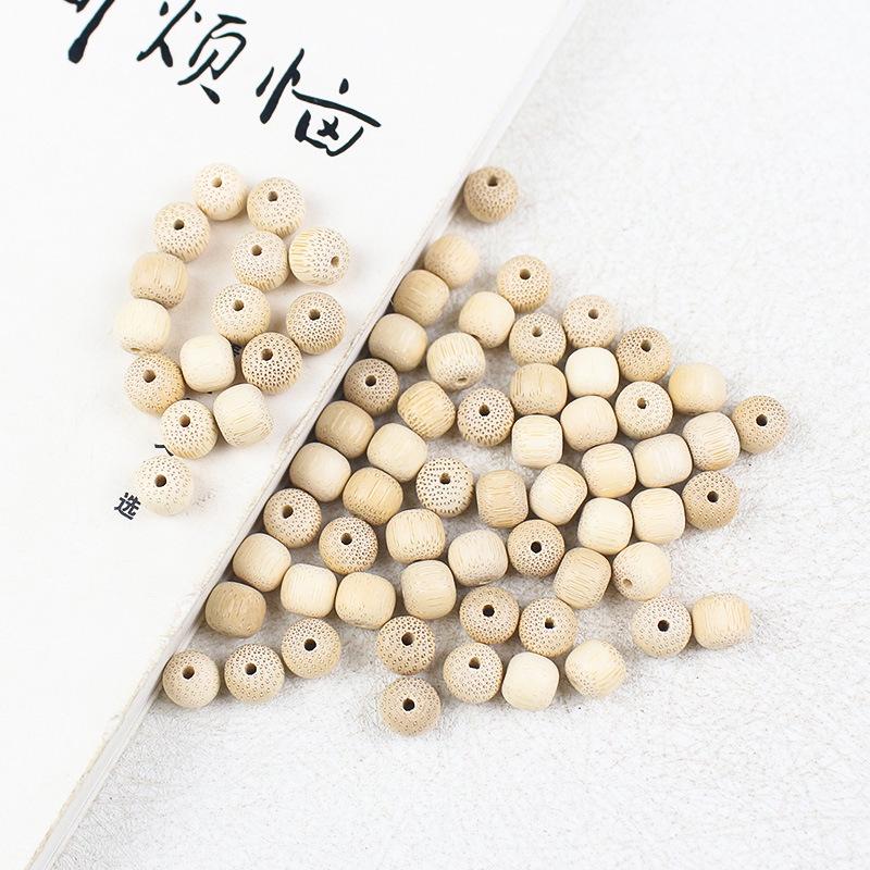 Golden Bamboo Barrel Beads 8x9MM - 108Pcs Buddhist Prayer Bracelet DIY Wood Beads Accessory Set