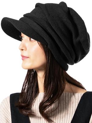 [QUEENHEAD] Queen Head Strickmütze mit kleinem Gesichtseffekt für Damen und Herren, große Größe mit Krempe, Strickmütze mit breiter Krempe, UV-Schutz vor Kälte im Herbst und Winter