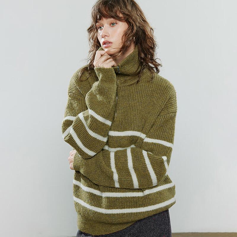 Women's Faux Mohair Zipper Lapel Sweater