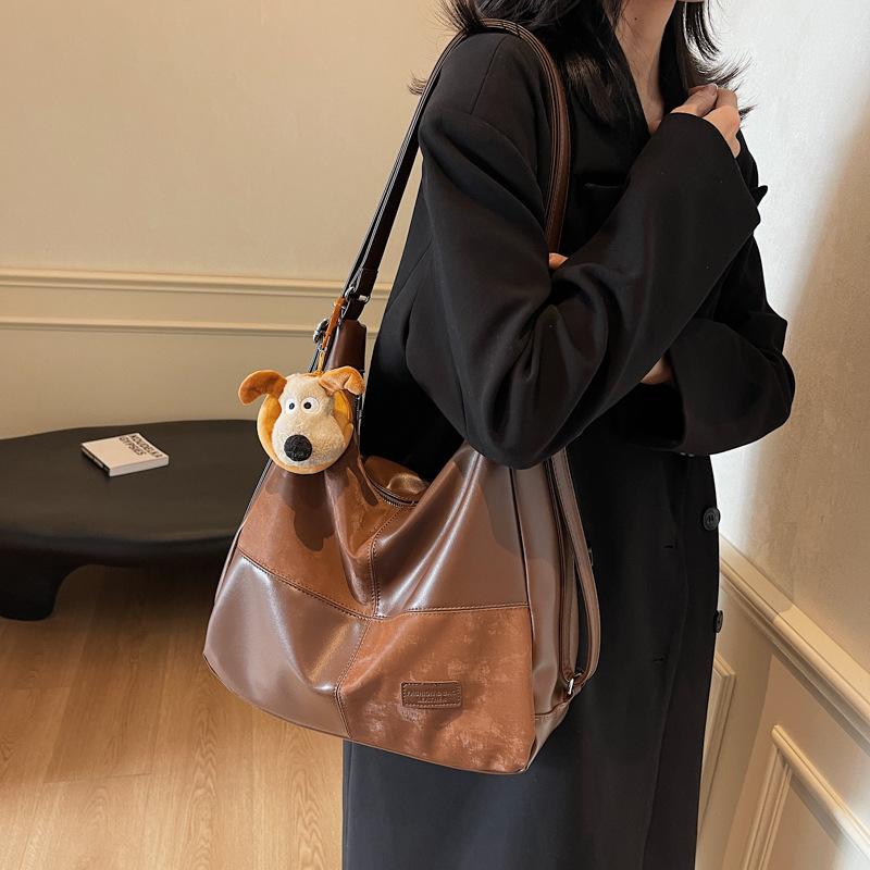 

Student class large-capacity bag women 2025 new trendy tote bag leisure large-capacity messenger commuter bag 34*11*34 темно-коричневого