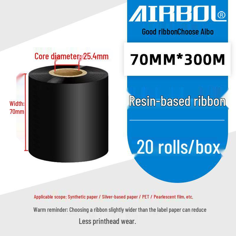 110x300m Wax & Resin Full Resin Water Washable Thermal Transfer Ribbon Roll for Barcode Label Printers.