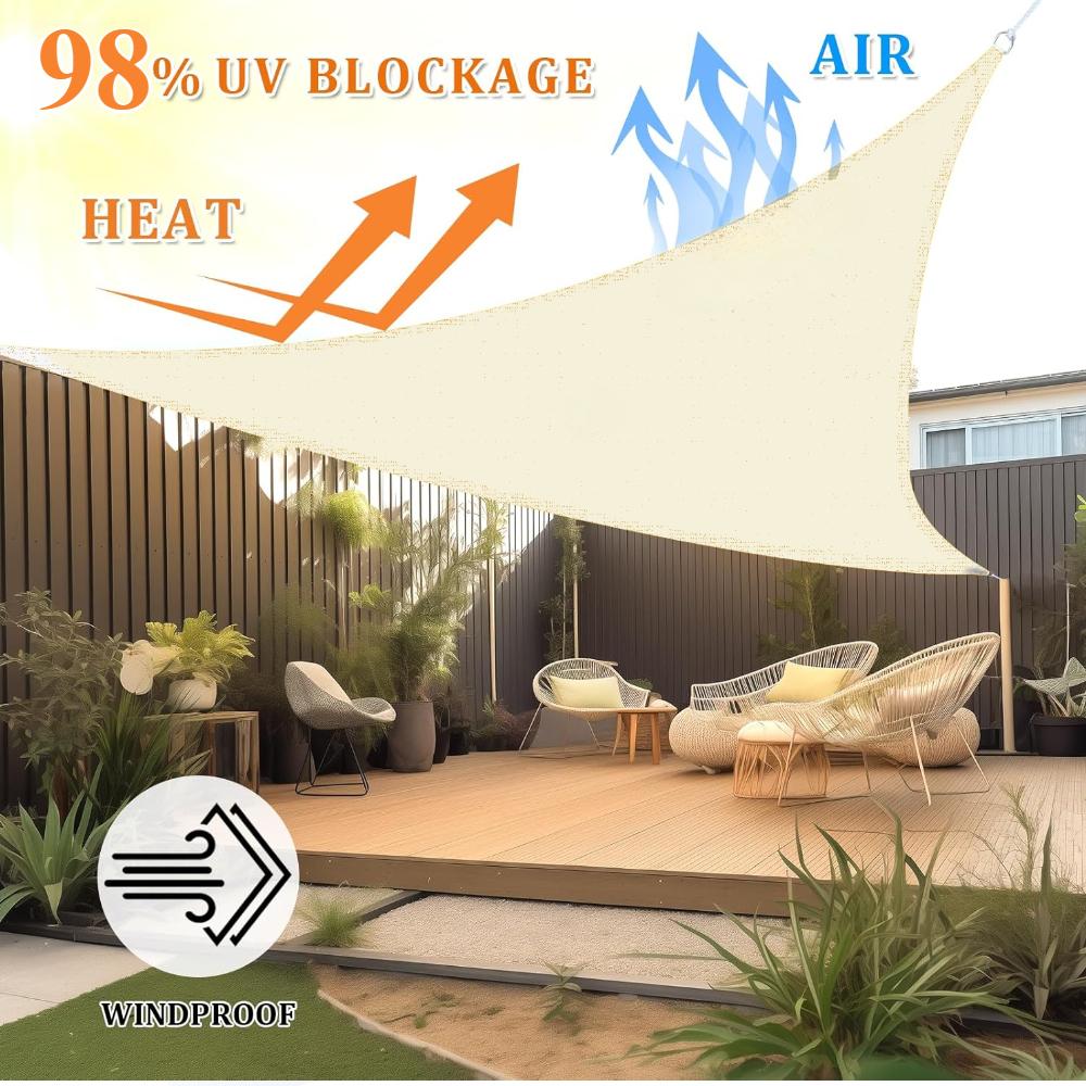 2x2x2m/3x3x3m Triangle Sun Shade Sail Pool Patio Deck Canopy Awning for Outdoor Backyard Garden Camping UV Block Sunshade Cloth