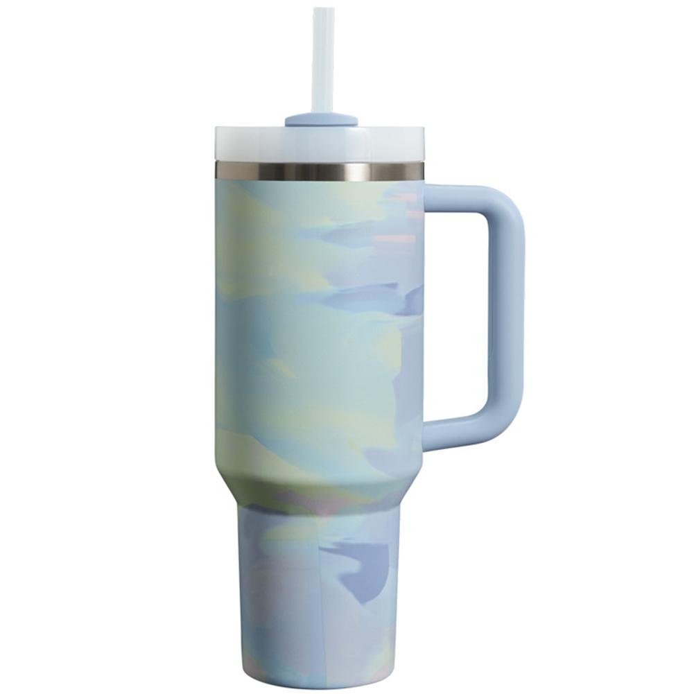 

40-унциевый вакуумный термостакан с крышкой и трубочкой, многоразовая дорожная кружка из нержавеющей стали, термокружка для кофе в машину для холодных и горячих напитков синий