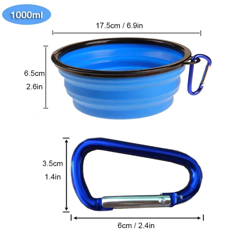 350ml Collapsible Folding Bowl With Keychain Pet Bowls Portable Silicone Travel Dog Bowl Cat Food Water Bowl Outdoor Camping
