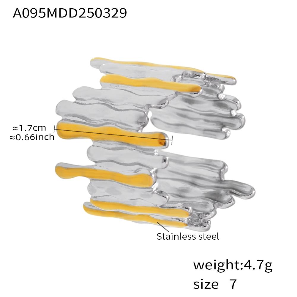 Falling Water Shape Rings In Stainless Steel For Women Men 18k Gold Plated Waterproof No Tarnish Unisex Open Ring Couple Jewelry