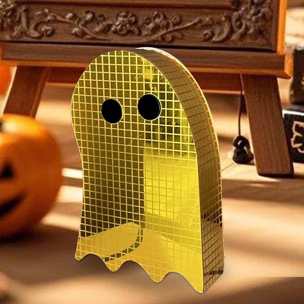 Halloween Ghost Decorations Halloween Acrylic Mirror Disco Ghost Decor Reflective Figurines For Holiday Indoor Kitchen Bar