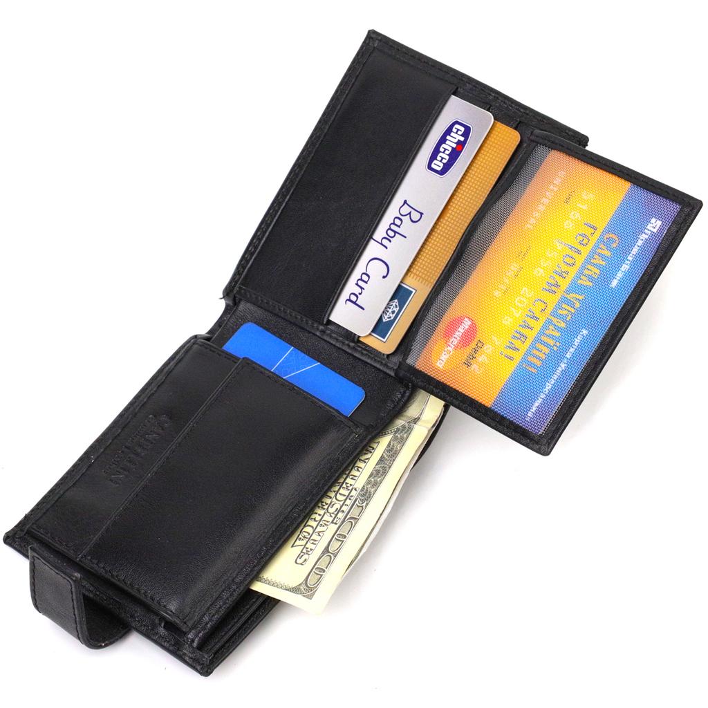 Classic Wallet for Men Made of Genuine Smooth Leather CANPELLINI 21882 Black