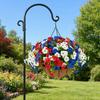 Artificial Outdoor Flower with Hanging Baskets, Red White Blue Fake Flower Planter, Patriotic Decor for 4th of July, Porch Garden