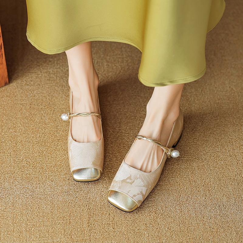 Fashion Shoes Female 2025 Fashion Square Toe Women's Pumps Autumn Shallow Mixed Colors Outdoor Casual Chunky Heels Office Ladies Shoes