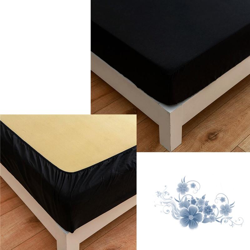Black Fitted Sheet Home Bed Linen 90x200 Bed Cover with Elastic Band tampa de colchão Double Bedsheet(Pillowcase Need Order)