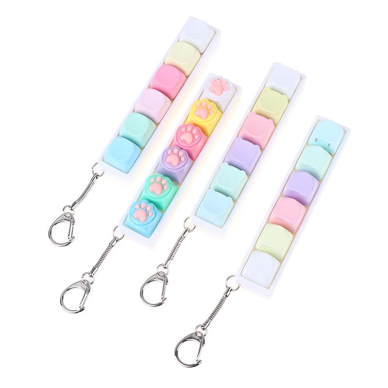 Mechanical Keyboard Switch Keychain 6 Key Toy For Stress Relief, Diy Pressing Sensory Gift For Adults