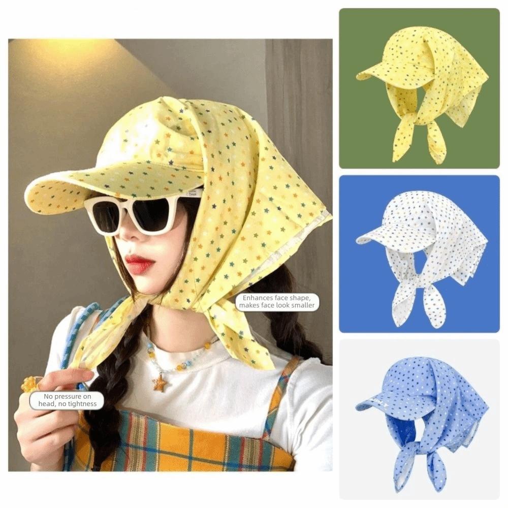 Fashion Breathable Scarf Hat UV Protection Sun Protection Sun Hat Korean Style Star Print Visor Cap Summer
