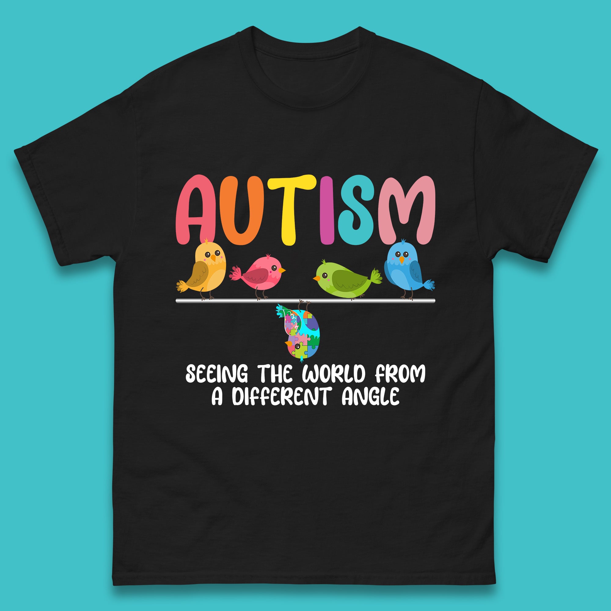 Autism Seeing The World From A Different Angel Autism Awareness Support Autism Acceptance Mens Tee Top L