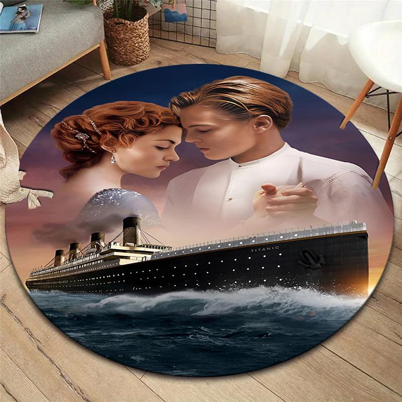 Titanic Runder Teppich, Teppich für Wohnzimmer Schlafzimmer Sofa Spielzimmer Dekor, Rutschfeste Bodenmatte