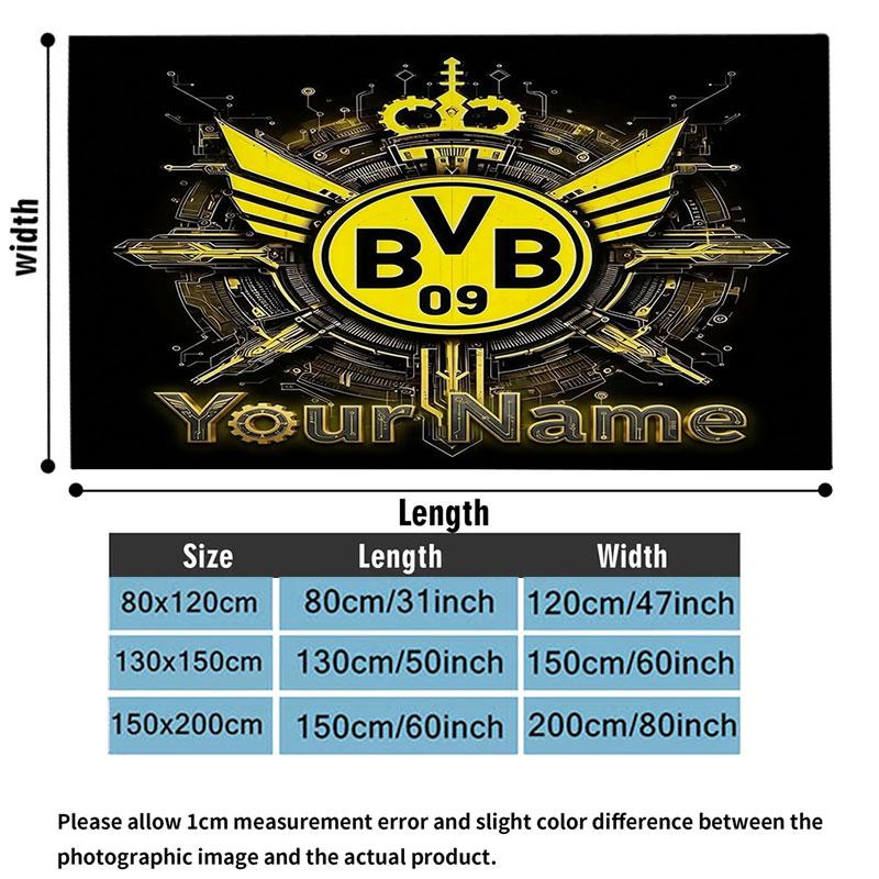 1PC Borussia Custom Name Patterned Flannel Blanket Suitable For All Seasons for Home Decor Warmth and Comfort Gifts Holiday Present