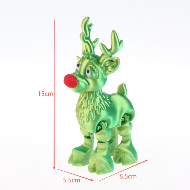 1 Pc Cute Christmas Elk Joint Movable Figurine Office Decor Children's Gift 3D Printed Toy Simulated Statue Ornaments