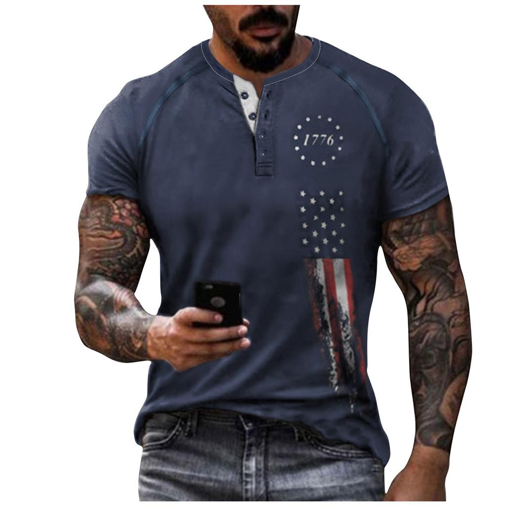 Men's Summer Printed Short Sleeve Tops Men's Casual Fashion Short Sleeve Shirts