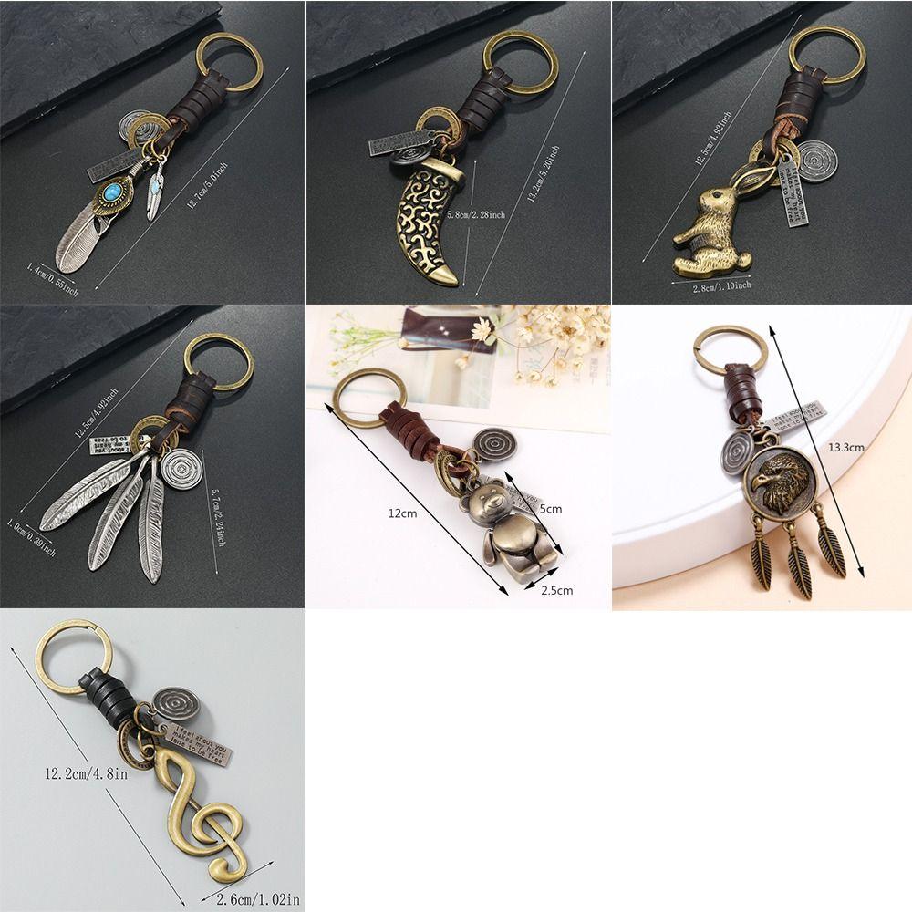 Irregular Leather Key Chains Leaf Bear Car Key Ring Creative Keychain