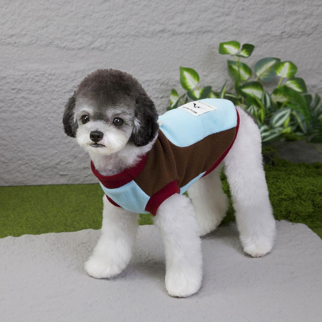 Winter Thick Fleece Two-Legged Dog Clothes Color-Block Pet Apparel for Cold Weather Warm Winter Pet Jacket Small Breed Outfit