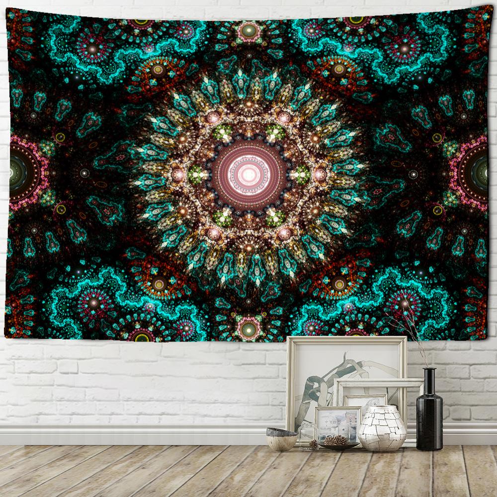 Tapiserie cu mandala colorată, agățată pe perete, în stil boem, vrăjitorie psihedelică, Tapiz, artă hippie, decor acasă