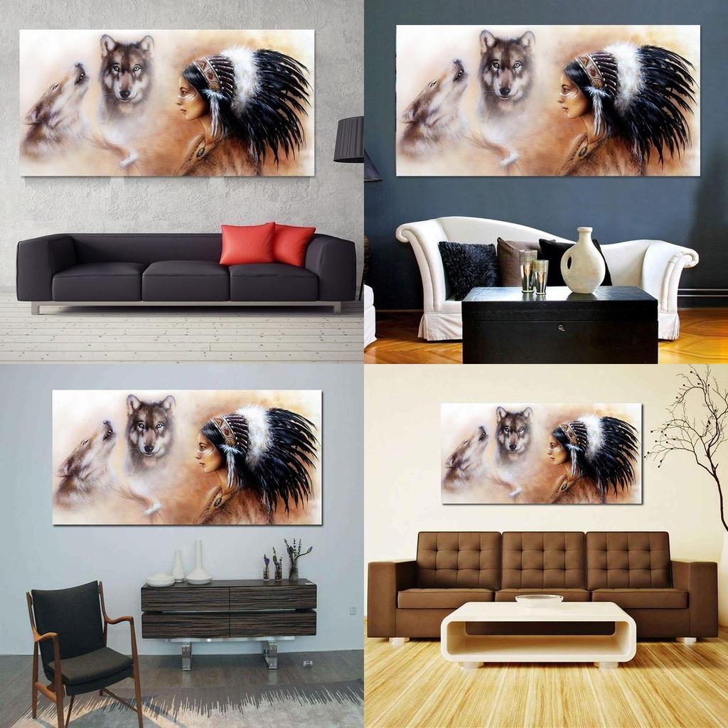 Stunning Wallpaper Murals Indian Girl Wolf Design For Home Interiors