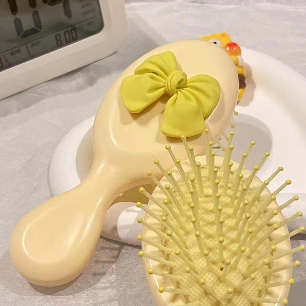 Griff Cartoon Luftkamm Einfache Kopfhautmassage Antistatische Taschenhaarbürste Mädchenherz Sanft Schleifenkamm Frauen