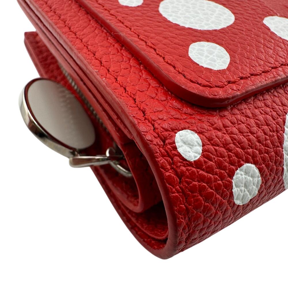 Louis Vuitton M82103 Yayoi Kusama Collaboration Dot Pattern Monogram Ann Platt Leather LVxYK Portefeuille Claire Bifold Wallet Red Leather Women Used