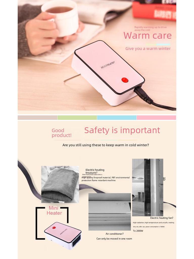 Compact Desktop Heater - Portable, Low Power for Home, Dorm, or Office